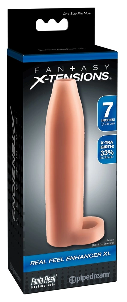 Nakładka na penisa wykonana z termoplastycznych elastomerów w kolorze beżowym Fantasy X-Tensions 18 cm