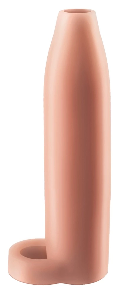 Nakładka na penisa wykonana z termoplastycznego elastomeru w kolorze beżowym Fantasy X-Tensions 14 cm