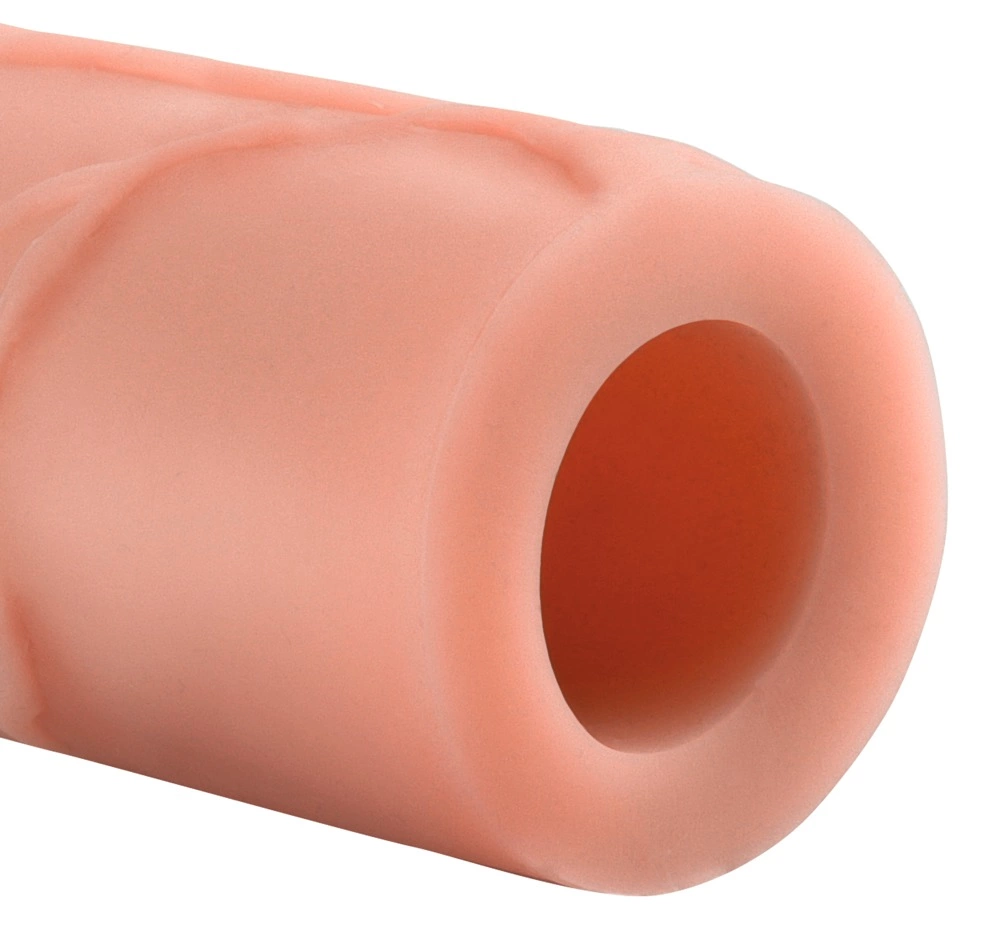 Nakładka na penisa  wykonana z termoplastycznego elastomeru w kolorze beżowym z mocnymi żyłkami Fantasy X-Tensions 17 cm
