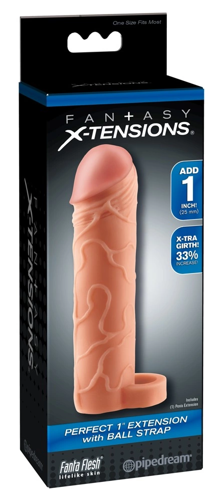 Nakładka na penisa wykonana z termoplastycznego elastomeru w kolorze beżowym Fantasy X-Tensions 17 cm