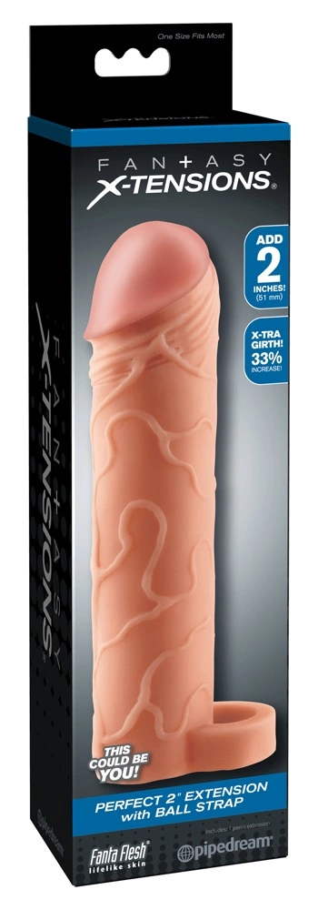 Nakładka na penisa wykonana z termoplastycznego elastomeru w kolorze beżowym Fantasy X-Tensions 19 cm