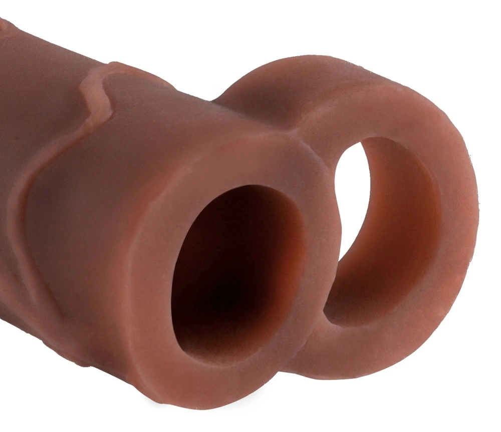 Nakładka na penisa i jądra wykonana z termoplastycznych elastomerów w kolorze brązowym Fantasy X-Tensions 19 cm