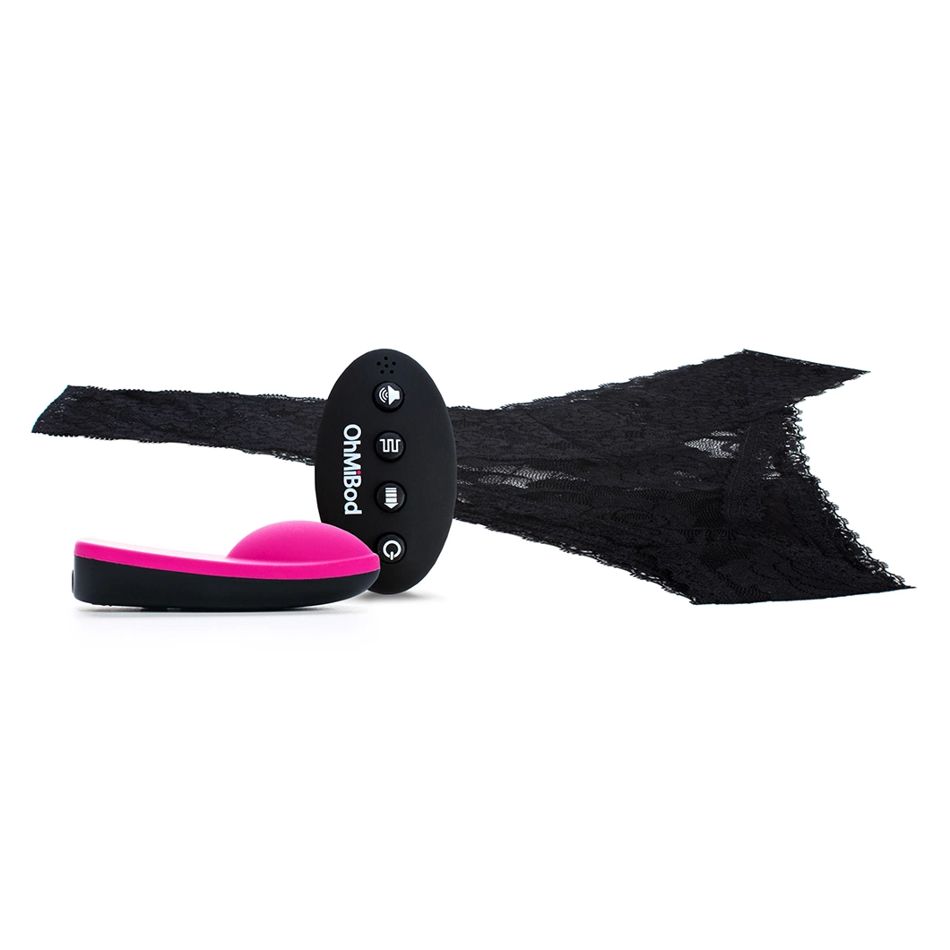 Wibrator silikonowy muzyczny do łechtaczki z pilotem w kolorze czarno różowym i majtki w zestawie OhMiBod Club Vibe 