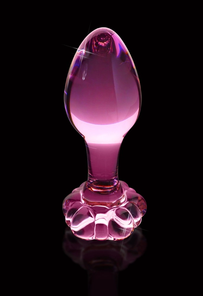 Szklany korek analny z zatyczką w kształcie kwiatu Icicles 9 cm