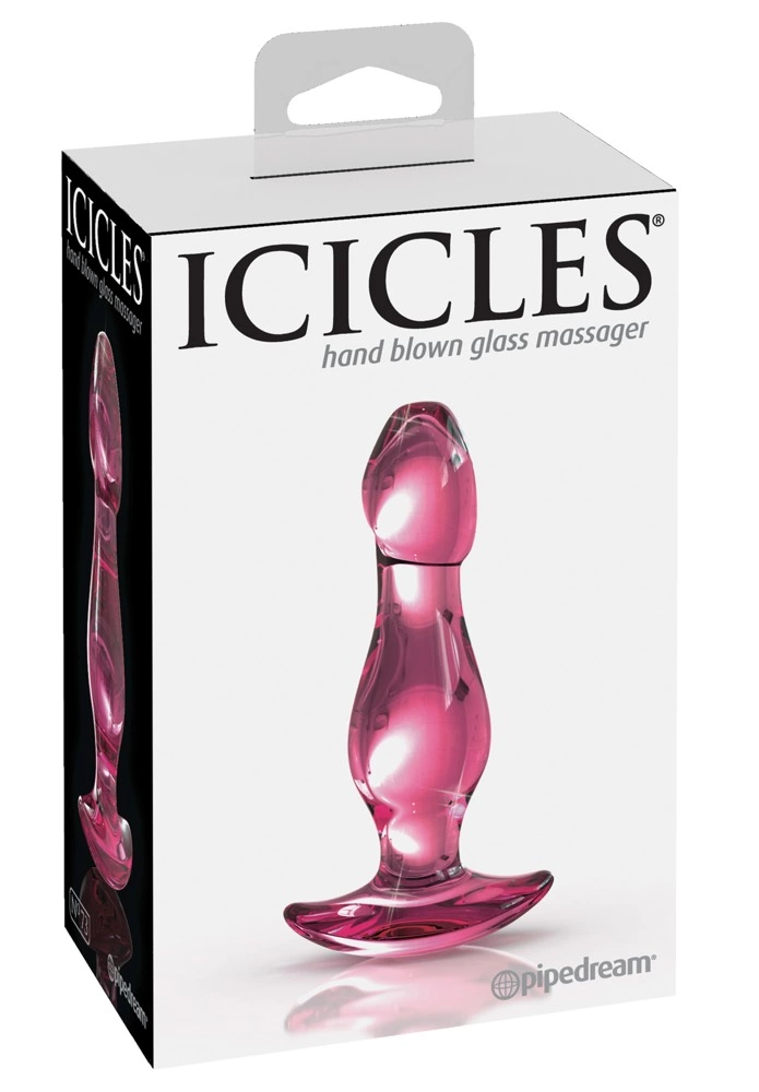 Korek analny do masażu z różowego szkła Icicles 11 cm 