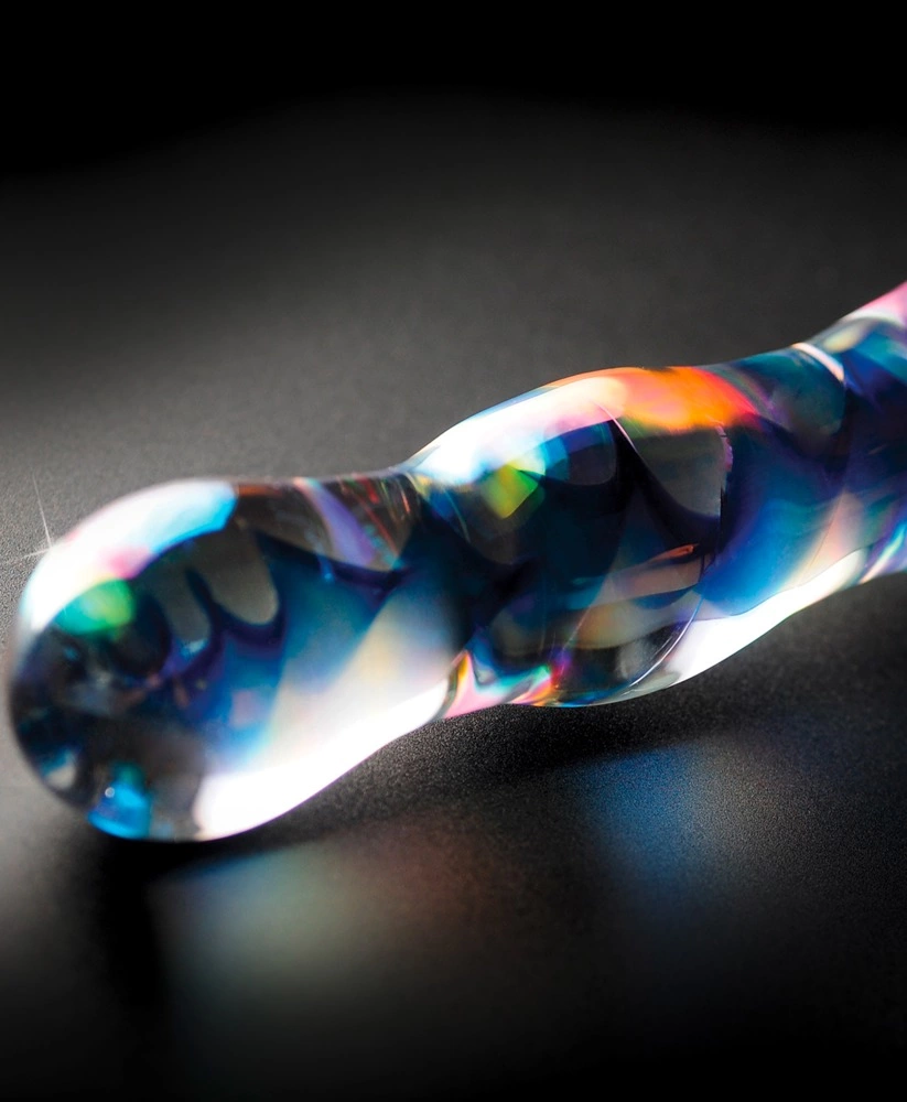 Kulkowe dildo do masturbacji wykonane ze szkła w niebiesko przezroczystym kolorze Icicles 17 cm