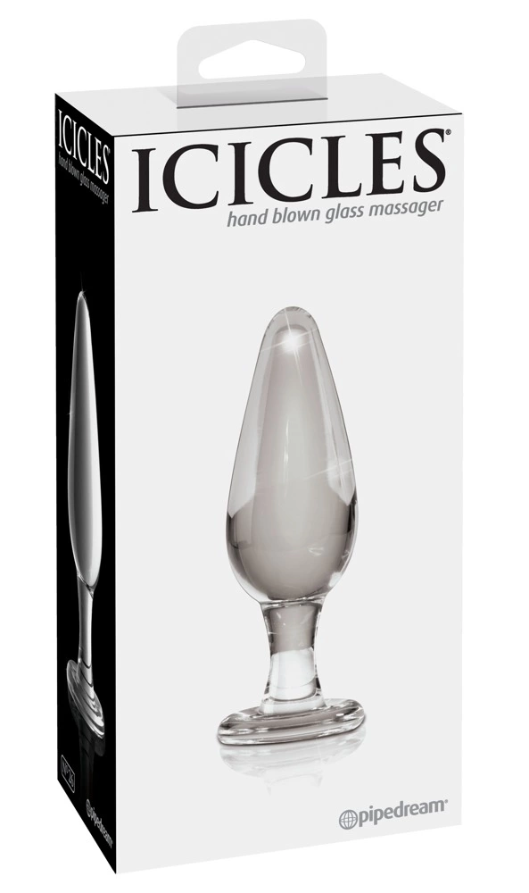 Korek analny do masażu wykonany z przezroczystego szkła Icicles 11 cm