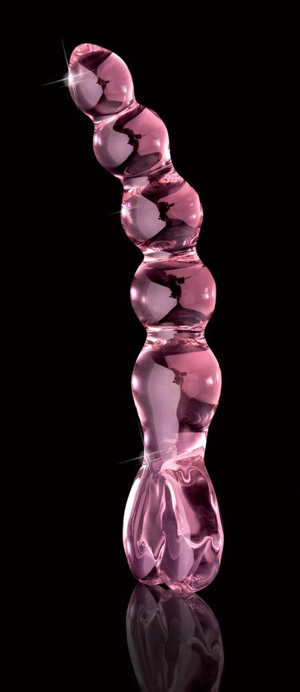 Kulkowe dildo do masturbacji wykonane z różowego szkła z serduszkiem na końcu Icicles 20 cm