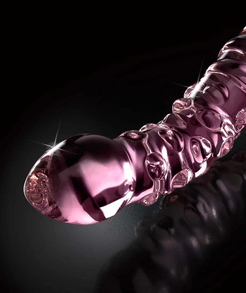 Zakrzywione dildo do masturbacji punktu G wykonane z różowego szkła z wypustkami Icicles 19 cm