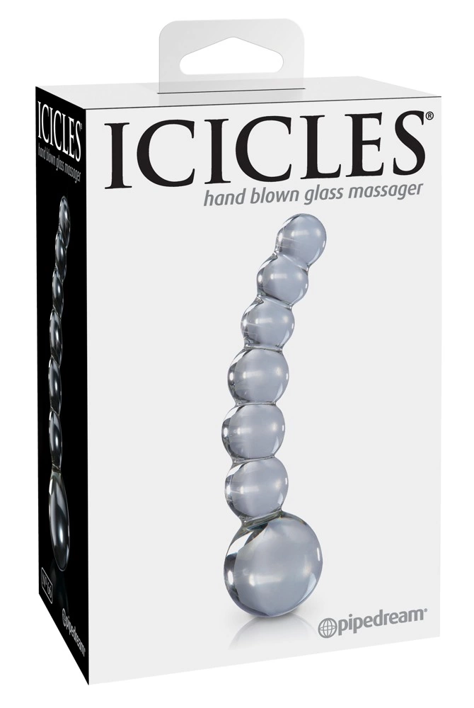Zakrzywione kulkowe dildo do masturbacji punktu G wykonane ze szkła Icicles 12 cm