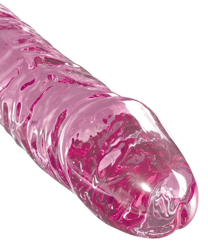 Dildo do masturbacji wykonane z różowego szkła z podstawką Icicles 15 cm Icicles