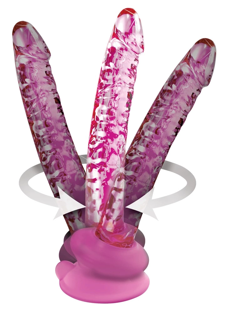 Dildo do masturbacji wykonane z różowego szkła z podstawką Icicles 15 cm Icicles