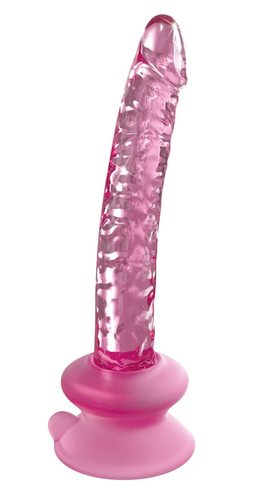 Dildo do masturbacji wykonane z różowego szkła z podstawką Icicles 15 cm Icicles