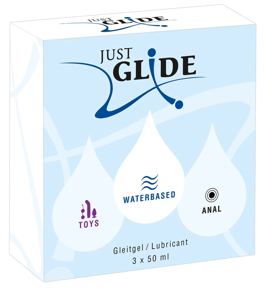 Zestaw 3 lubrykantow analnych na bazie wody i do zabawek erotycznych Just Glide 150 ml