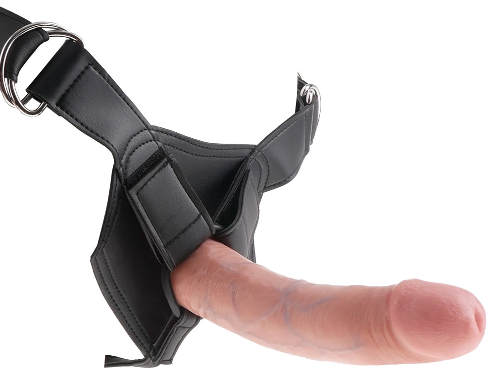 Realistyczny strapon do masturbacji waginy w kolorze beżowym i czarnym King Cock Strap On 20 cm Realistyczny strapon do masturbacji waginy w kolorze beżowym i czarnym King Cock Strap On 20 cm