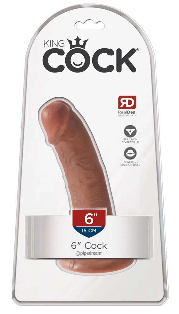 Realistyczne zakrzywione dildo do masturbacji wykonane z beżowego silikonu z przyssawką King Cock 17 cm