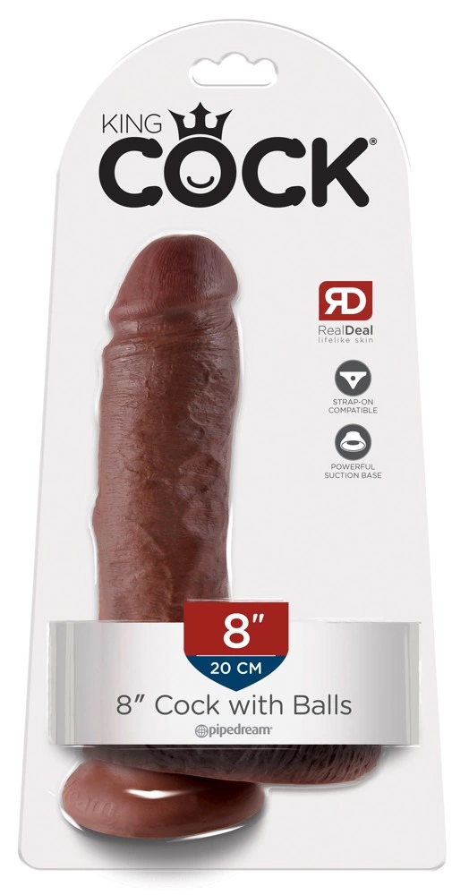 Realistyczne dildo silikonowe do masturbacji w kolorze beżowym z przyssawką King Cock Balls 