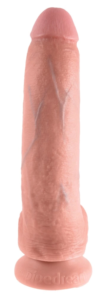Realistyczne zakrzywione dildo silikonowe do masturbacji w kolorze beżowym z przyssawką King Cock Cock with Balls  Realistyczne zakrzywione dildo silikonowe do masturbacji w kolorze beżowym z przyssawką King Cock Cock with Balls