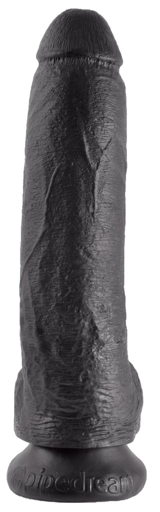 Realistyczne zakrzywione dildo silikonowe do masturbacji w kolorze czarnym z przyssawką King Cock Cock with Balls  Realistyczne zakrzywione dildo silikonowe do masturbacji w kolorze czarnym z przyssawką King Cock Cock with Balls