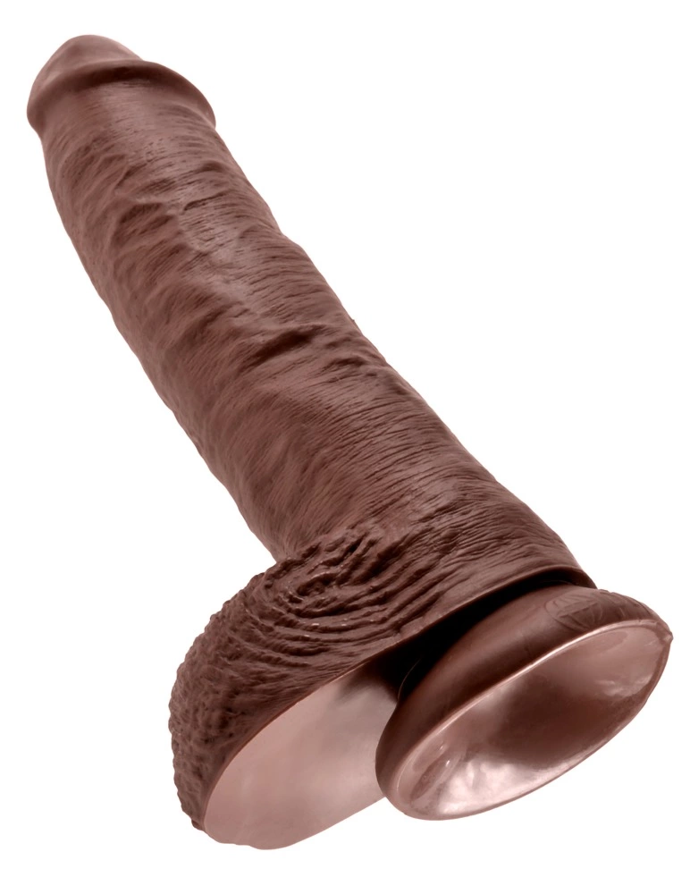 Realistyczne dildo silikonowe do masturbacji brązowe z przyssawką King Cock Balls Brown Realistyczne dildo silikonowe do masturbacji brązowe z przyssawką King Cock Balls Brown