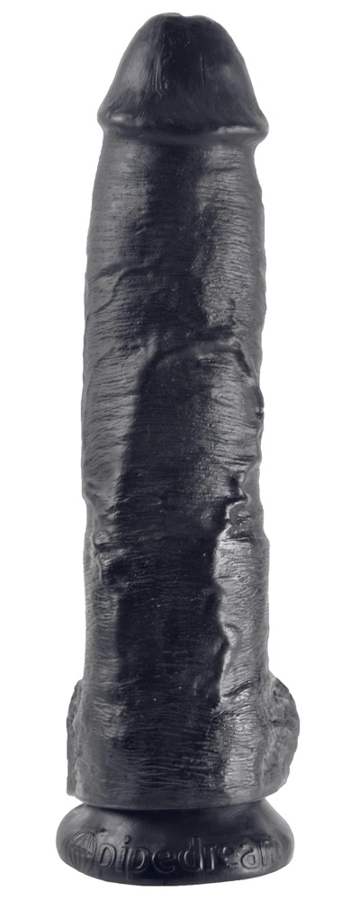 Realistyczne zakrzywione dildo silikonowe do masturbacji w kolorze czarnym z przyssawką King Cock Balls  Realistyczne zakrzywione dildo silikonowe do masturbacji w kolorze czarnym z przyssawką King Cock Balls