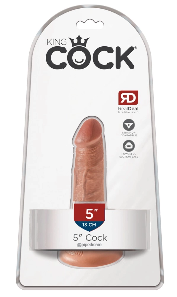 Realistyczne dildo do masturbacji wykonane z beżowego silikonu z przyssawką King Cock 14 cm