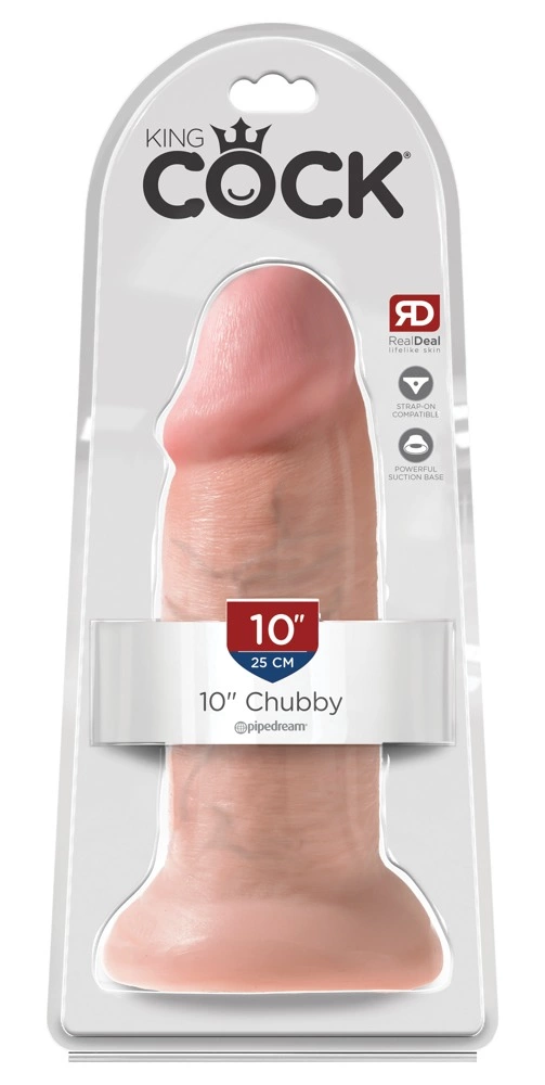 Realistyczne dildo do masturbacji wykonane z polichlorku winylu w kolorze beżowym z przyssawką King Cock 25 cm