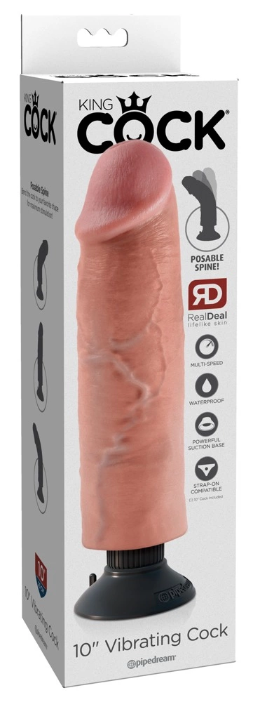 Wibrator beżowy realistyczny silikonowy do masturbacji pochwy King Cock Vibrating Cock Light