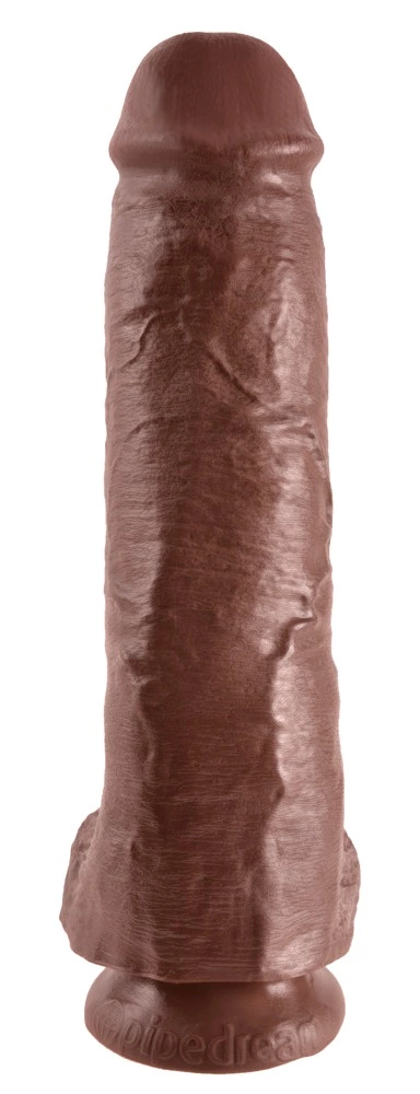 Realistyczne dildo do masturbacji wykonane z brązowego silikonu z przyssawką King Cock 28 cm