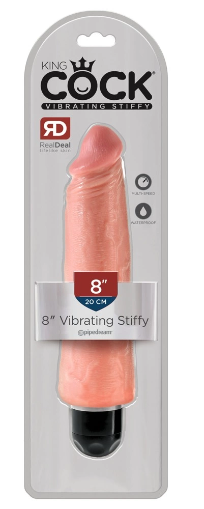 Wibrator do masturbacji pochwy realistyczny silikonowy beżowy gruby King Cock Vibrating Stiffy