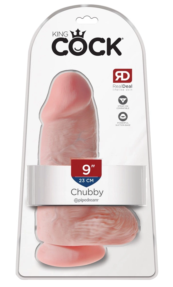 Realistyczne dildo silikonowe do masturbacji w kolorze beżowym z przyssawką King Cock Chubby 
