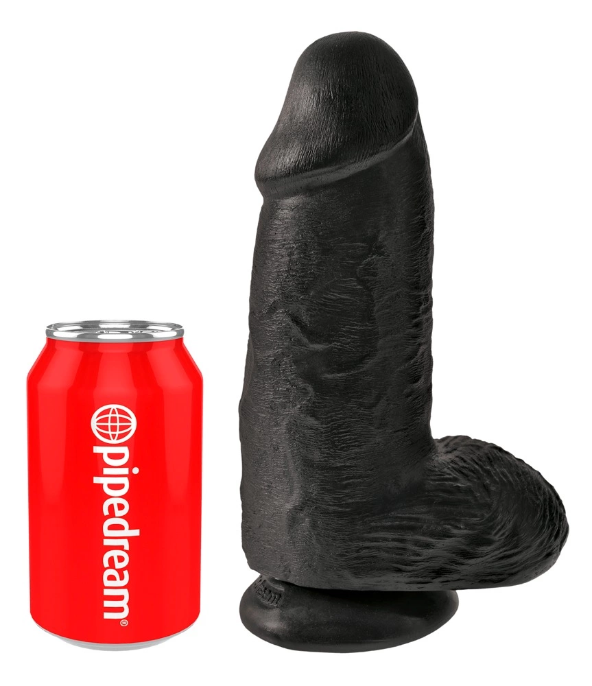 Realistyczne dildo silikonowe do masturbacji w kolorze czarnym z przyssawką King Cock Chubby 23 cm Realistyczne dildo silikonowe do masturbacji w kolorze czarnym z przyssawką King Cock Chubby 23 cm