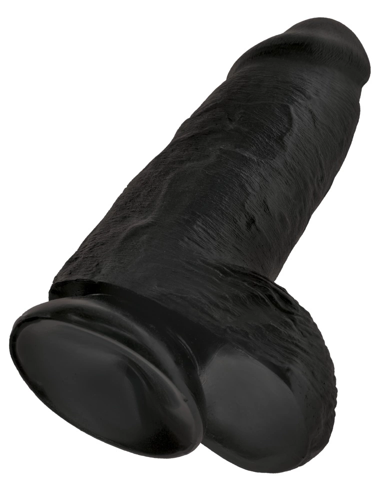 Realistyczne dildo silikonowe do masturbacji w kolorze czarnym z przyssawką King Cock Chubby 23 cm Realistyczne dildo silikonowe do masturbacji w kolorze czarnym z przyssawką King Cock Chubby 23 cm