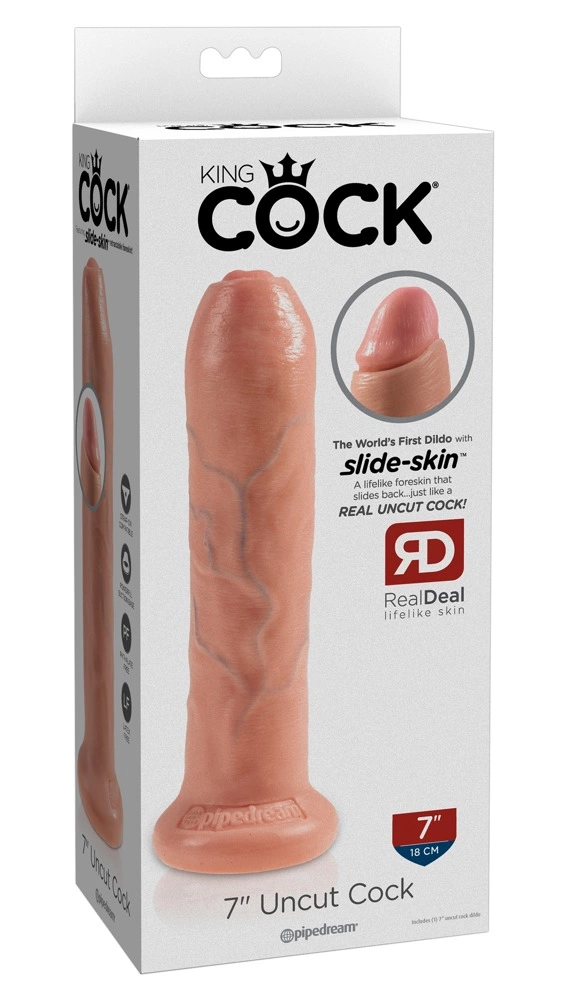 Realistyczne dildo do masturbacji wykonane z polichlorku winylu w kolorze beżowym King Cock 18 cm