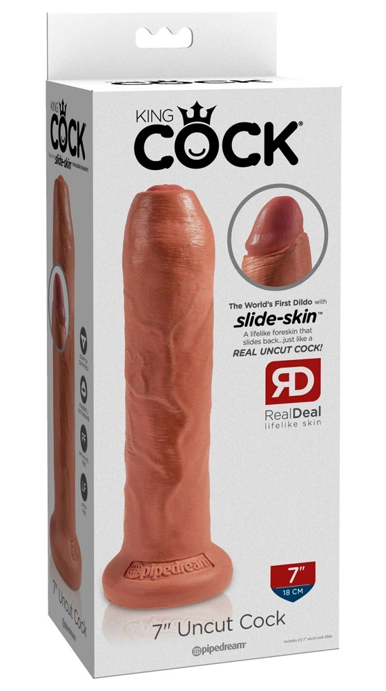 Realistyczne dildo do masturbacji wykonane z polichlorku winylu w kolorze beżowym King Cock 18 cm