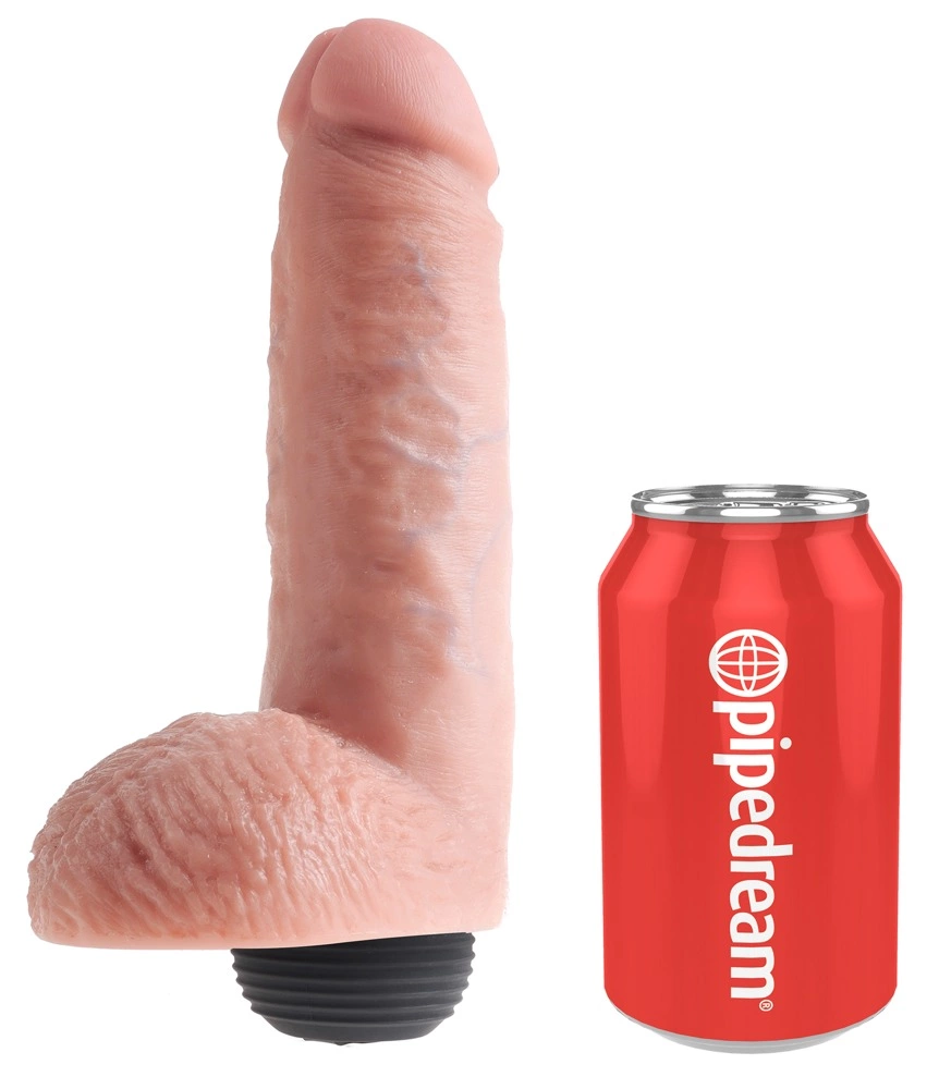 Realistyczne dildo silikonowe do masturbacji w kolorze beżowym z wytryskiem King Cock Squirting Cock with Balls Realistyczne dildo silikonowe do masturbacji w kolorze beżowym z wytryskiem King Cock Squirting Cock with Balls