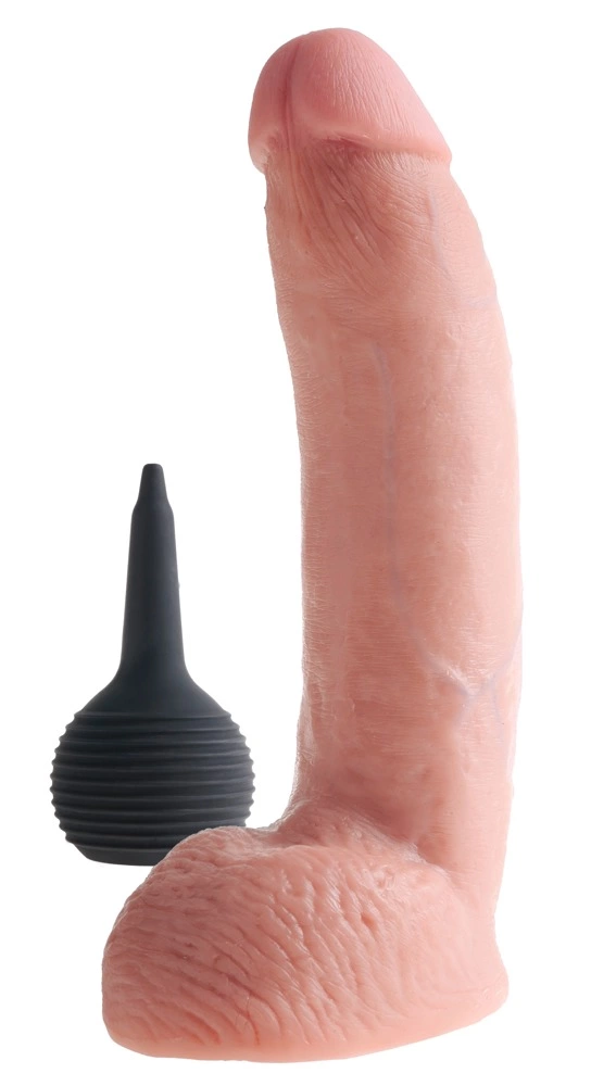 Realistyczne dildo silikonowe do masturbacji w kolorze beżowym z wytryskiem King Cock Squirting Cock with Bal Realistyczne dildo silikonowe do masturbacji w kolorze beżowym z wytryskiem King Cock Squirting Cock with Bal