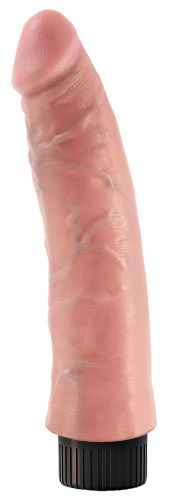 Realistyczny wibrator do masturbacji pochwy wykonany z polichlorku winylu w kolorze beżowym z przyssawką King Cock 18 cm Realistyczny wibrator do masturbacji pochwy wykonany z polichlorku winylu w kolorze beżowym z przyssawką King Cock 18 cm