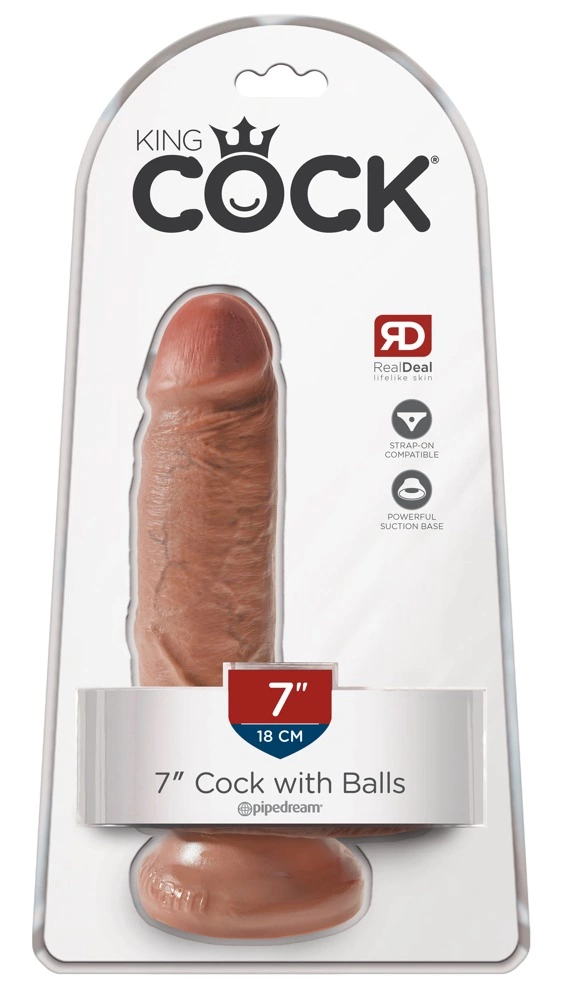 Realistyczne dildo silikonowe do masturbacji w kolorze beżowym z przyssawką King Cock Balls Tan