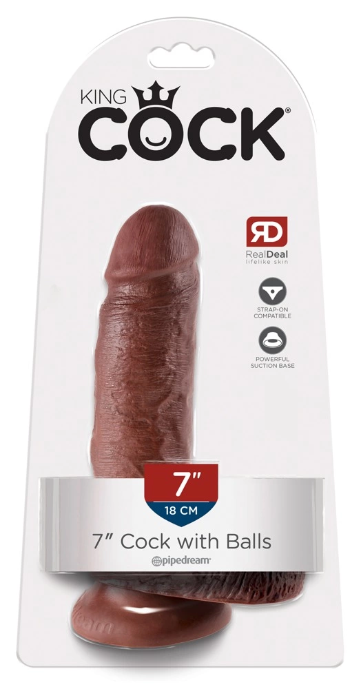 Realistyczne dildo silikonowe do masturbacji w kolorze beżowym z przyssawką King Cock Balls