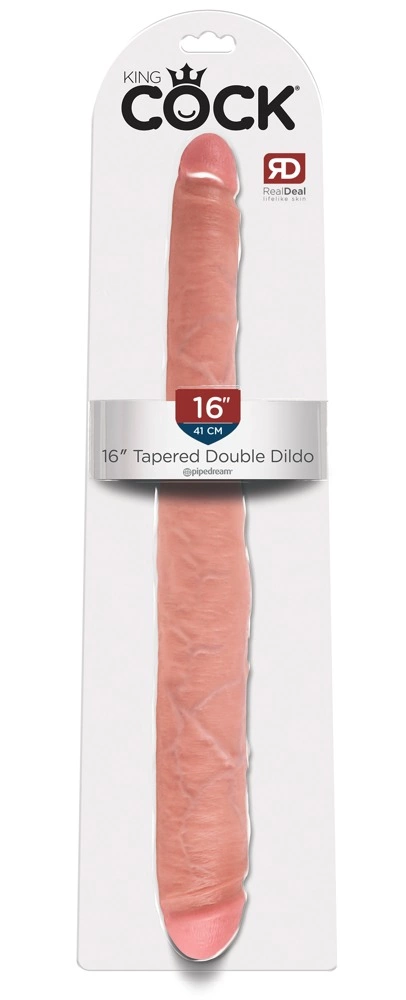 Podwójny realistyczny penis silikonowy do masturbacji w kolorze beżowym King Cock Tapered Double 
