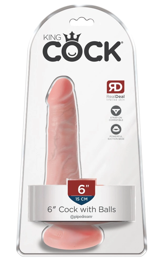 Realistyczne dildo do masturbacji wykonane z beżowego silikonu z przyssawką King Cock 15 cm