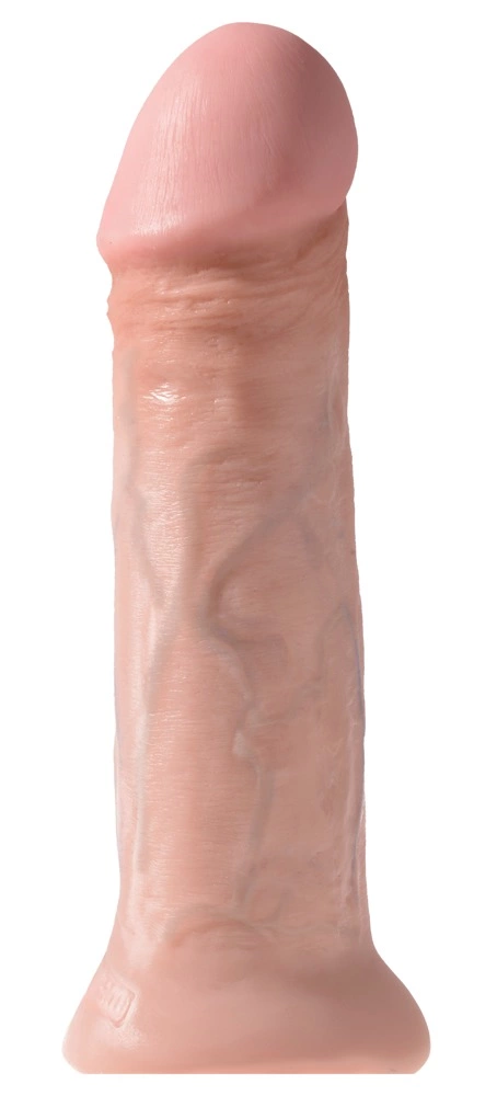 Realistyczne dildo do masturbacji wykonane z beżowego silikonu z przyssawką King Cock 28 cm