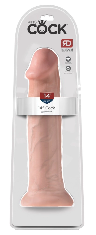 Realistyczne dildo silikonowe do masturbacji w kolorze beżowym z przyssawką King Cock Cock Light