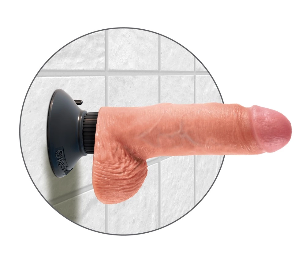 Wibrator beżowy realistyczny silikonowy do masturbacji pochwy King Cock Vibr balls
 Wibrator beżowy realistyczny silikonowy do masturbacji pochwy King Cock Vibr balls