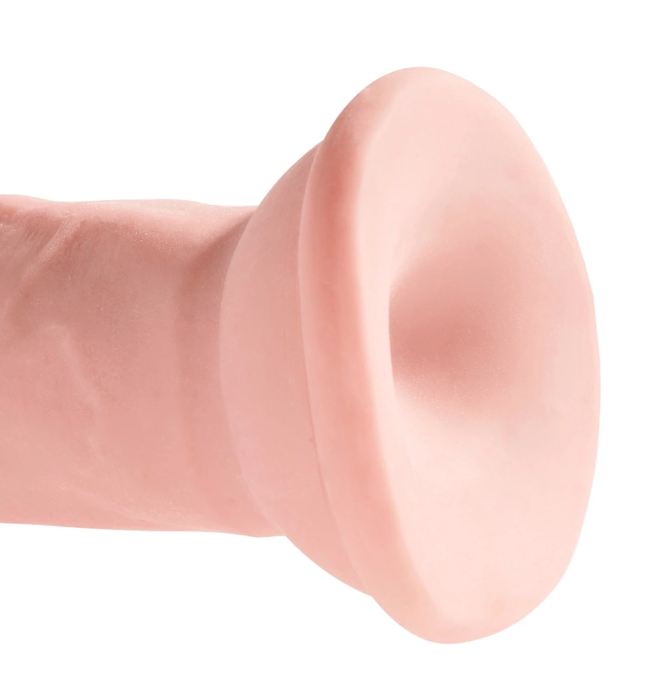 Realistyczne dildo silikonowe do masturbacji w kolorze cielistym z przyssawką King Cock KCP 18 cm
