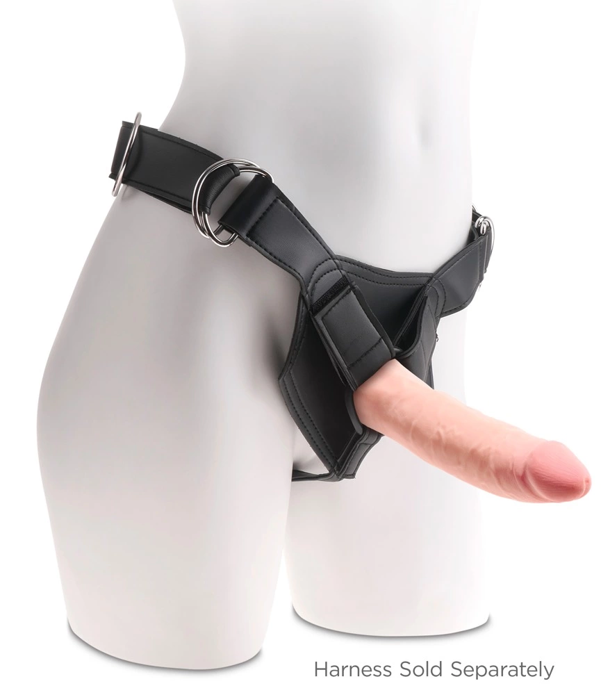 Realistyczne zakrzywione dildo do masturbacji wykonane z beżowych termoplastycznych elastomerów z przyssawką King Cock Plus 21 cm 