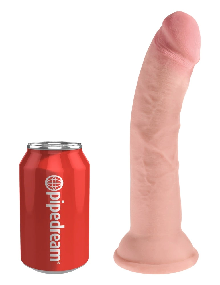 Realistyczne zakrzywione dildo silikonowe do masturbacji w kolorze cielistym z przyssawką King Cock KCP 8  Realistyczne zakrzywione dildo silikonowe do masturbacji w kolorze cielistym z przyssawką King Cock KCP 8