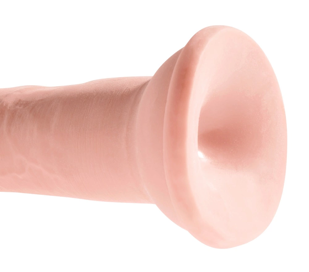Realistyczne zakrzywione dildo silikonowe do masturbacji w kolorze cielistym z przyssawką King Cock KCP 8  Realistyczne zakrzywione dildo silikonowe do masturbacji w kolorze cielistym z przyssawką King Cock KCP 8