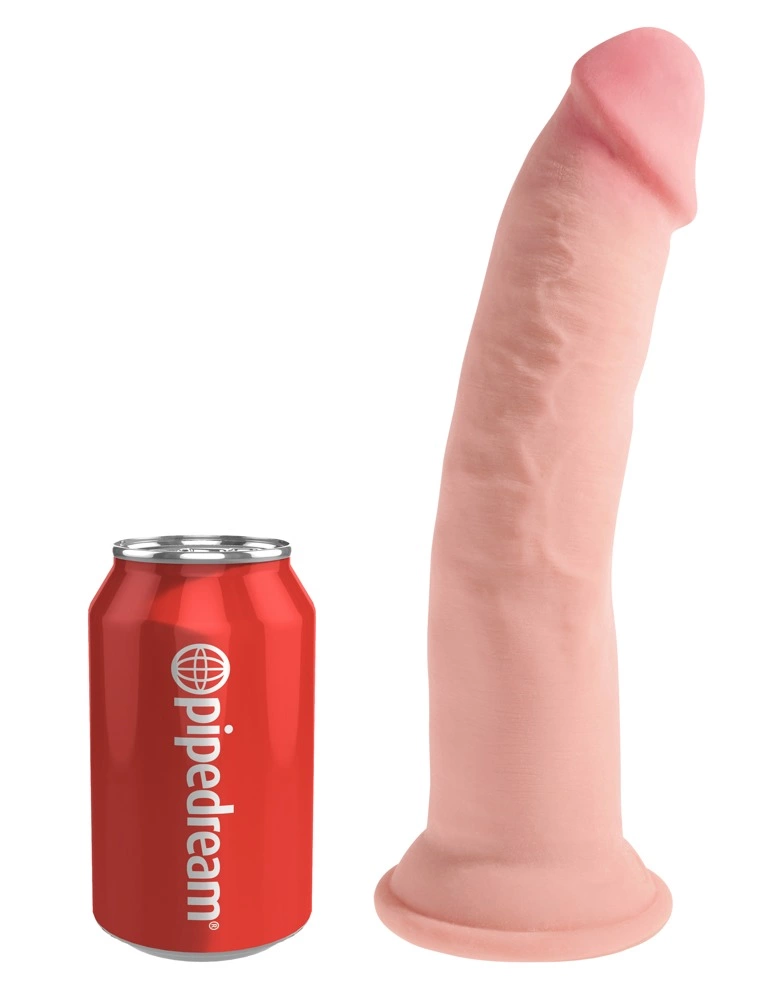 Realistyczne zakrzywione dildo do masturbacji wykonane z beżowych termoplastycznych elastomerów z przyssawką King Cock Plus 26 cm  Realistyczne zakrzywione dildo do masturbacji wykonane z beżowych termoplastycznych elastomerów z przyssawką King Cock Plus 26 cm